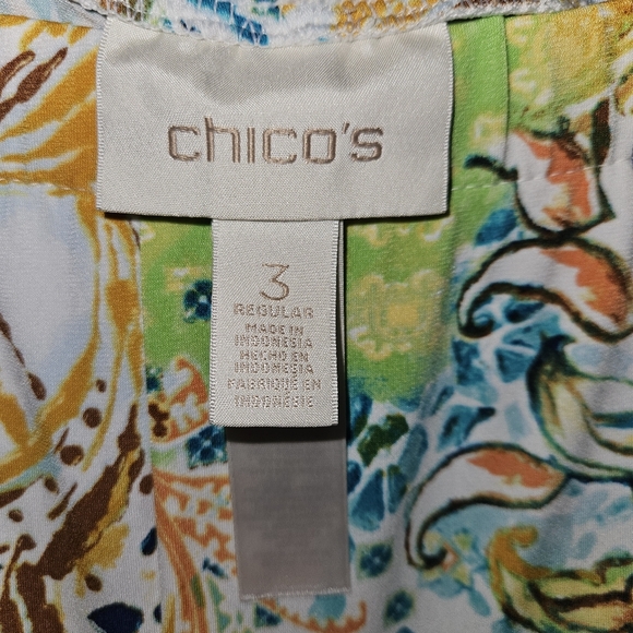 Chico's Size 3 Extra Large XL Palazzo Pants Multicolor Art To Wear Wide Leg - Picture 6 of 15